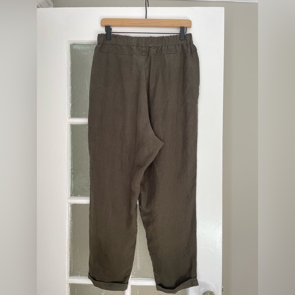 Black Crane tapered drop crotch linen pants - Picture 3 of 13